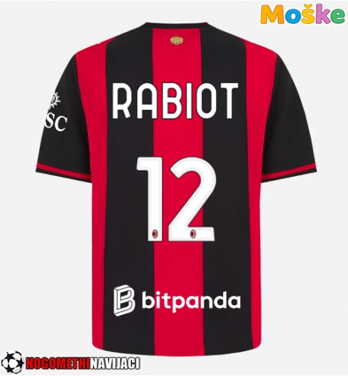 Moške Nogometnih dresov AC Milan Adrien Rabiot #12 Domači 2026-27 Kratki rokavi Moške Nogometnih dresov AC Milan Adrien Rabiot #12 Domači 2026-27 Kratki rokavi